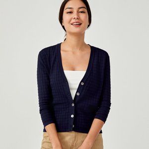 Christi Textured Knit Cardigan - NAVY SMALL